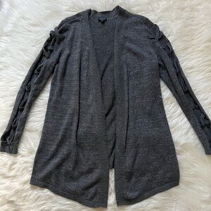 Torrid Charcoal Cardigan with Lace-Up Sleeves